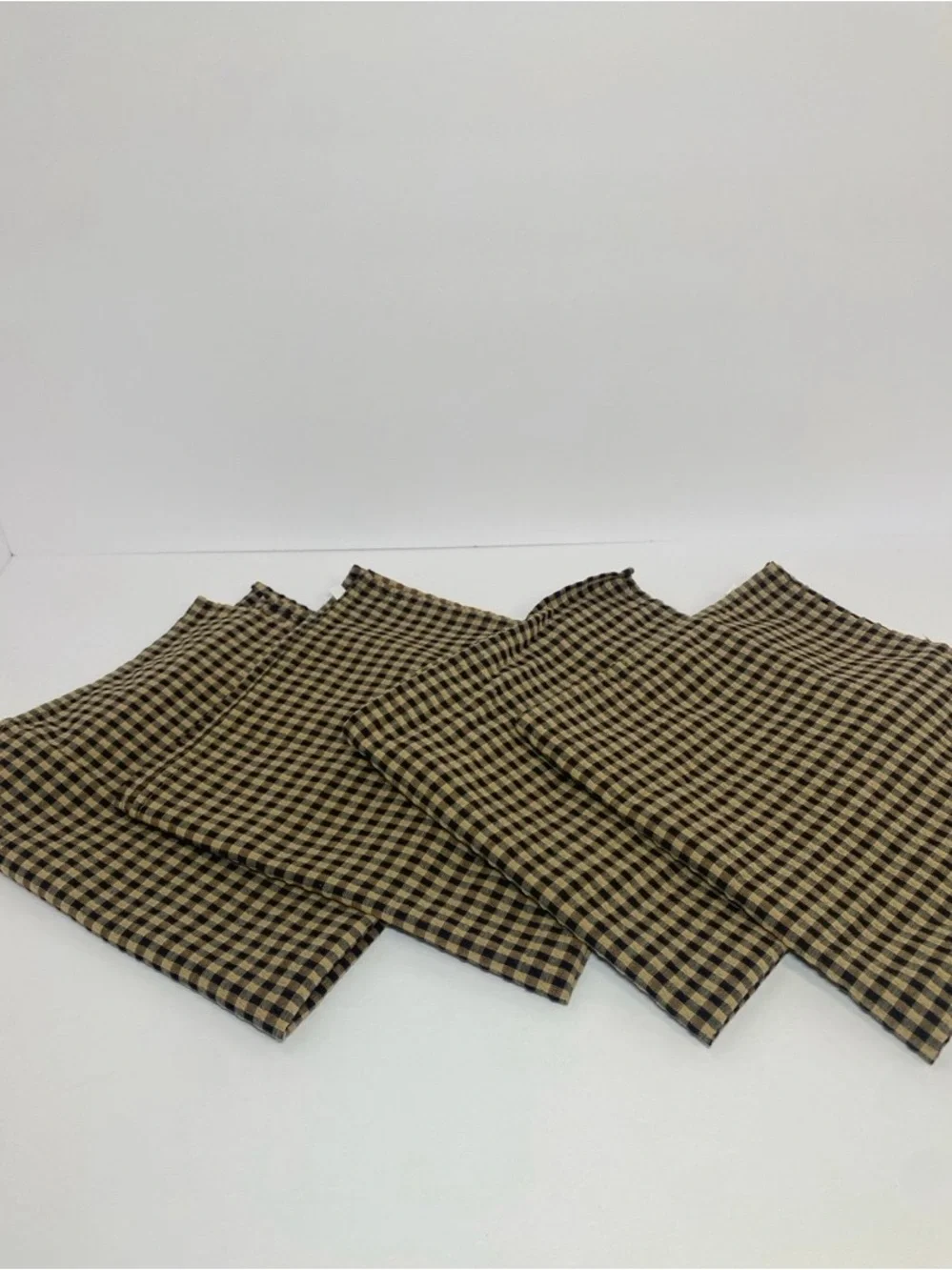 Longaberger Khaki Check Napkins Set of 4